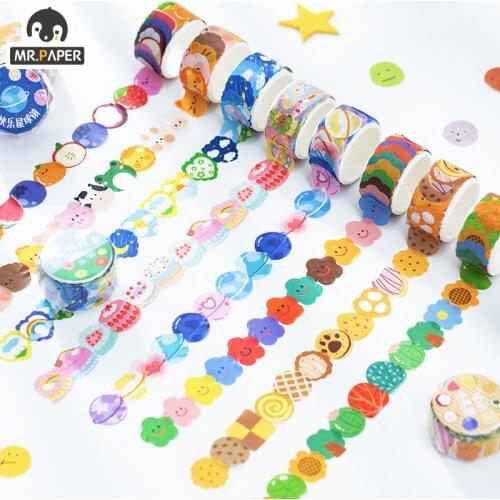 Mr.Paper 8 Designs 100 Pcs/roll Milky Series Cartoon Style Creative Cute Single Washi Tape Decor Hand Account DIY Material