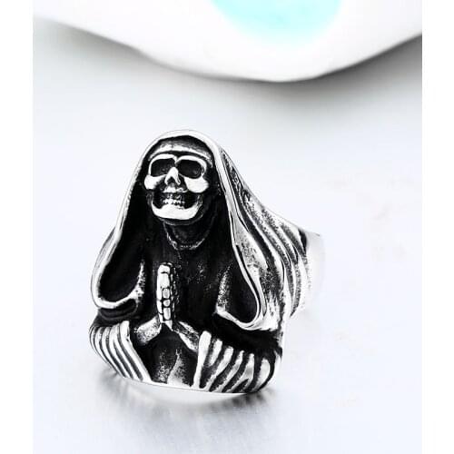BEIER Punk Rock stainless steel Witch ring Vintage style Skull finger jewelry for man Halloween Gift Accessories BR8-583