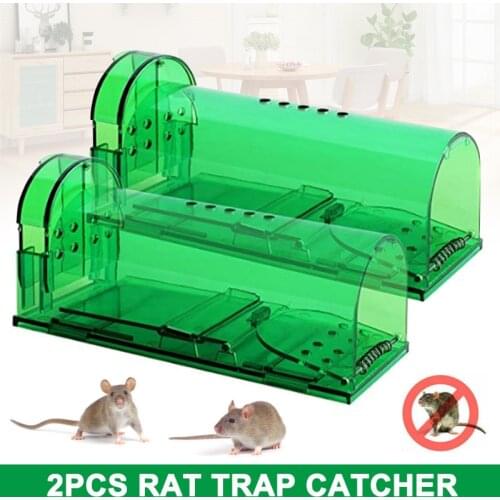 2 Pcs Green Plastic Durable Mousetraps Live Catch and Release Smart No Killing Reusable Mousetraps AUG889