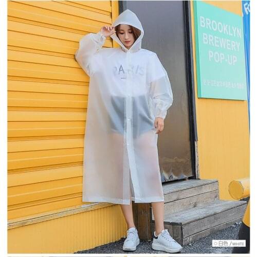 2020 New Fashion EVA Raincoat Thickened Waterproof Rain Poncho Coat Adult Clear Transparent Camping Hoodie Rainwear Suit