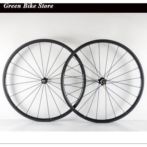 New arrival chinese carbon wheelset 24mm depth road wheels with 23mm width clincher in glossy bicycle wheel