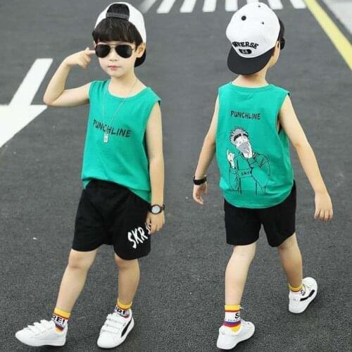 Boys Summer Outfits Kids Fashion Clothes Set Children Cartoon Print Short Sleeve Tops+pants Teen Boys Sport Suit 4 6 8 10 Years