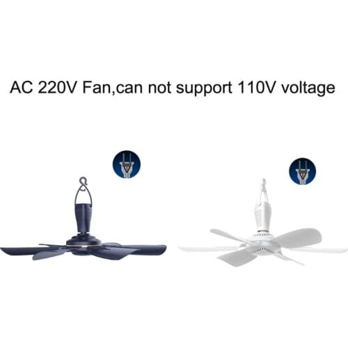 One speed Soft Wind 220V 8W 6 Flabellums Ceiling Fan 16.5inch Quiet Hanging Fan for Bedroom and more Navy / White