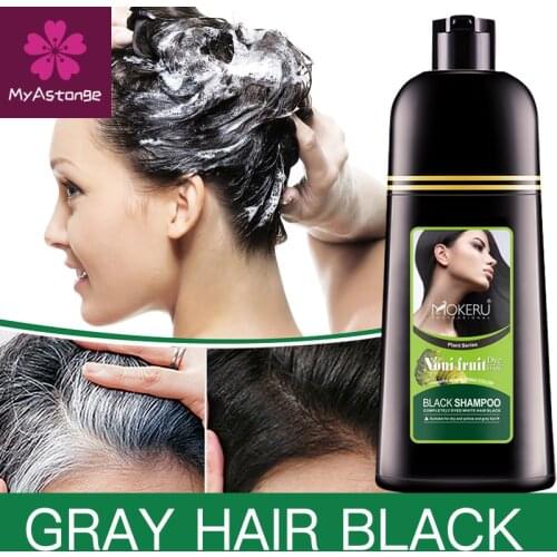 Mokeru Organic Natural Fast Hair Dye Only 5 Minutes Noni Plant Essence Black Hair Color Dye Shampoo For Cover Gray White Hair