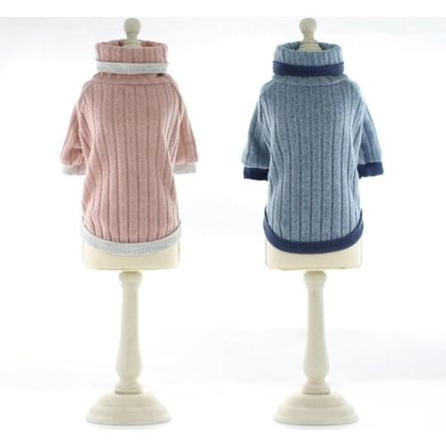 Autumn Dog Shirts Teddy Bichon Pet Sweater High Neck Clothes for Dogs Stripe XS S M L XL