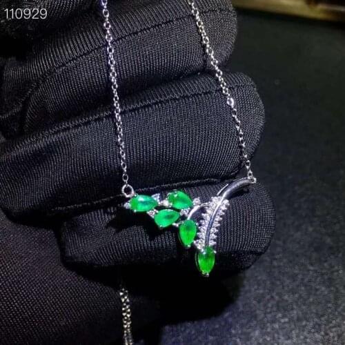 Natural Real Emerald necklace Emerald Pendant Solid S925 Sterling Silver Emerald necklace For Women Colour Gem Stone