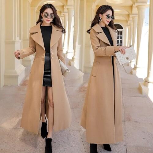 High-quality woolen new mid-length cross-knee popular Korean version of slim spring and autumn winter coat