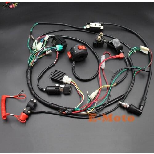 Full Electrics Wiring Harness Solenoid Coil Rectifier CDI 50C 70 90 110 125CC ATV Quad Bike Buggy Go Kart New E-Moto