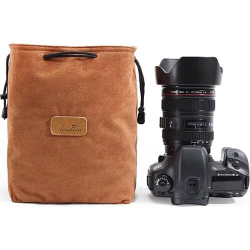 Portable DSLR Camera Bag Canon Universal Drawstring Bags Hand Held Waterproof Canvas Lens Bag for Nikon Sony Pentax Camera Case
