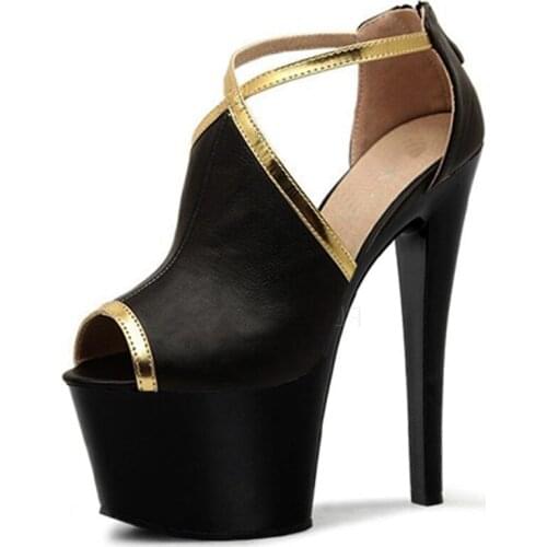 The summer new style is recommended, the euramerican trend fish-mouth super high heels, 17cm waterproof platform Dance Shoes