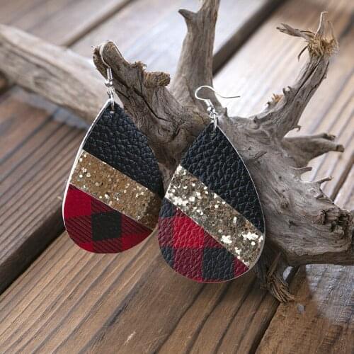 2021 Wholesale European and American Trend of Simple and Creative Wild Red Plaid Color Matching Drop Earrings Earrings Wholesale