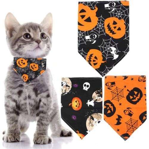 2021 Hot Sale Christmas Cat Bandanas Scarf Skull Pumpkin Pet Neckerchief For Big Cat Dog Accessories for Small Dogs Pet Supplies