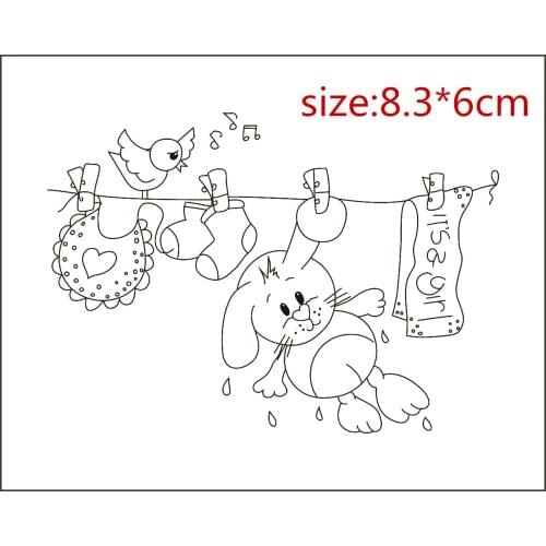 Animal rabbit cartoon pattern Stamp And metal die Scrapbooking Alphabet Stamp Embossing Craft making Silicone Transparent Stamps