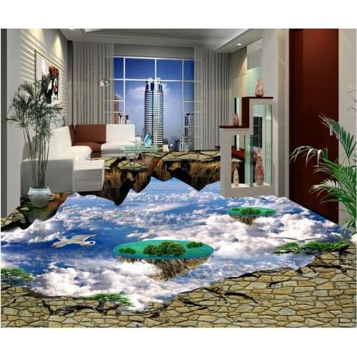 Modern Sticker 3D Floor Sky Cliff Paintings Non-slip Waterproof Self-adhesive PVC Wallpaper 3D Floor
