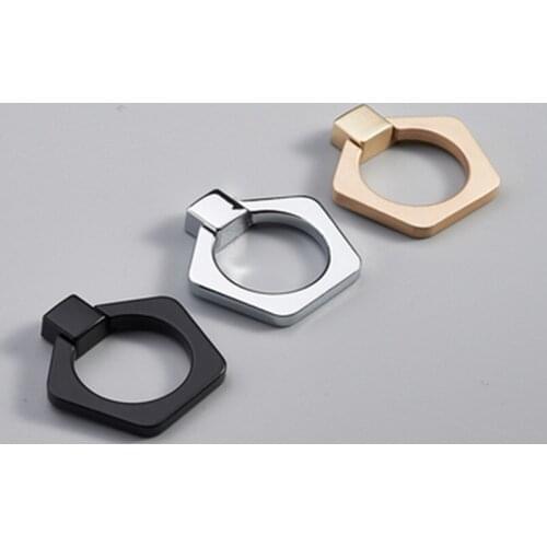 45mm modern simple black brusged brass chrome drop rings drawer cabinet knob pull SILVER kitchen cabinet door handle