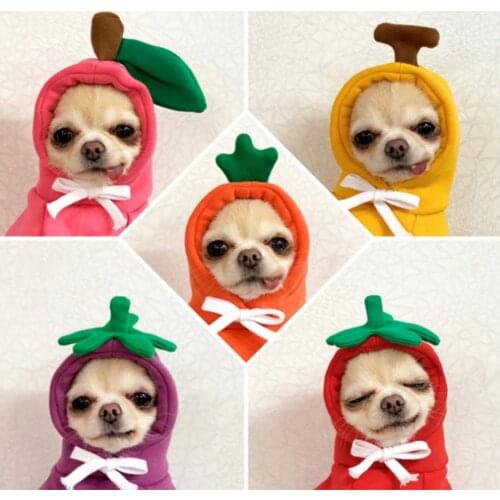 Warm Dog Winter Clothes Cute Fruit Dog Coat Hoodies Fleece Pet Dogs Costume Jacket for French Bulldog Chihuahua Ropa Para Perro