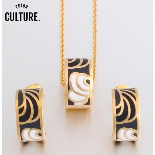 TOP Quality Small Enamel Jewelry Sets Women Elegant Color Design Jewelry Saudi gold Necklac Wedding jewelry