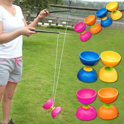 Funny Chinese YOYO 3 Bearing Clutch Diabolo Set Metal Sticks String Bag Toys