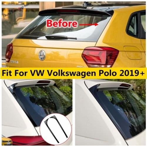 Rear Window Spoiler Side Strip Cover Trim Carbon Fiber Look / Black Exterior Accessories For VW Volkswagen Polo 2019 2020 2021