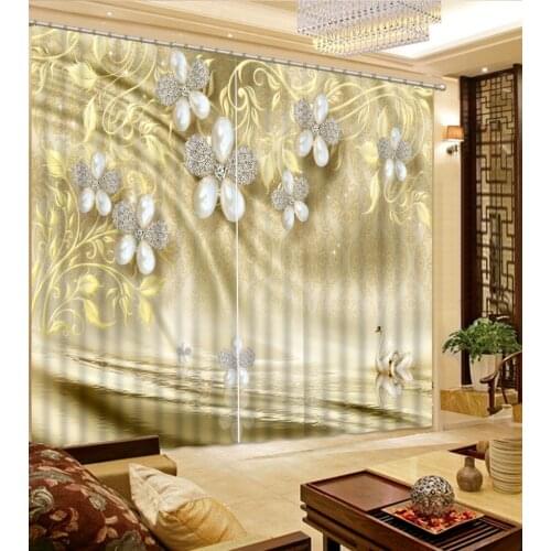 Blackout curtain Rhinestone curtains European Curtains Photo Painted 3D Curtain Living room
