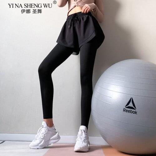 High Waist Yoga Pants Women With Skirt Fitness Leggings Workout Quick Drying Sports Running Leggings Gym Wear Skirt Slim Pants