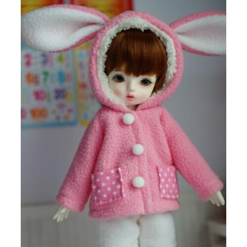 T02-X653 Best children gift 1/4 bjd dolls Accessories handmade clothes Cute pink rabbit suit 2pcs/set