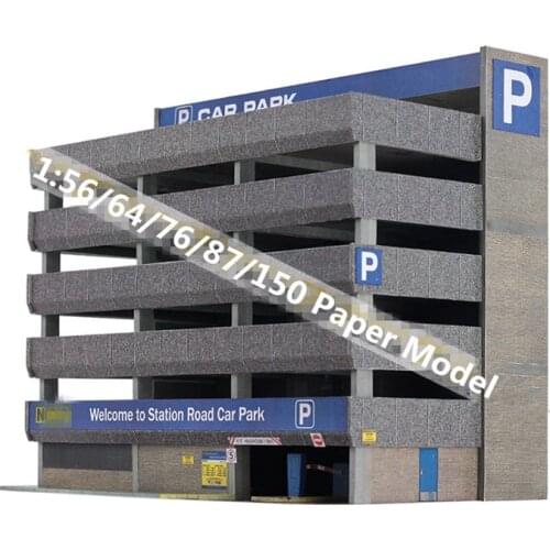 1:87/76/56/64/150 Scale Handmade Multi-storey Car Park Model Train Sand Table Model for Paper DIY