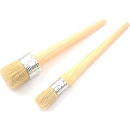 1 PC 185mm Long Round Bristle Chalk 25mm 50mm Wooden Handle Round Bristle Chalk Oil Paint Painting Wax Brushes