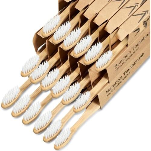 100% Natural 5/10Pc Bamboo Toothbrushes Set Oral Health Teeth whitening Biodegradable Brush with Nylon Bristles Ergonomic Handle