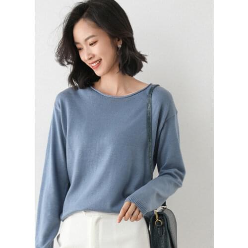 MRMT 2021 Brand New sweater womens round neck and v-neck loose sweater womens wild bottoming shirt sweater for female