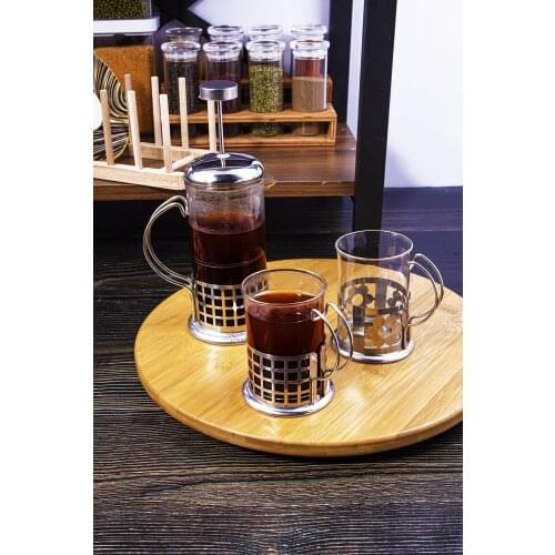 350 ML French Press And 2 Pieces Metal Borosilicate Handled Cup Set kitchen mother presentation tray storage container plate dus