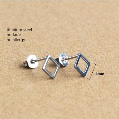 444 Brief Style Titanium Stainless Steel Men Women Geometric Stud Earrings Classic Jewelry 6mm