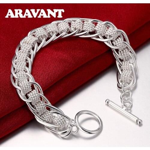 925 Silver Round Circles Bracelets Chain For Women Charm Bracelet&Bangle