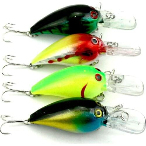 Big Sale 4pcs New Artificial Fishing Lure Hard Plastic Crank Baits With Treble Hooks Pesca Swimbait Wobbler 4 colors 7.3cm 10.1g