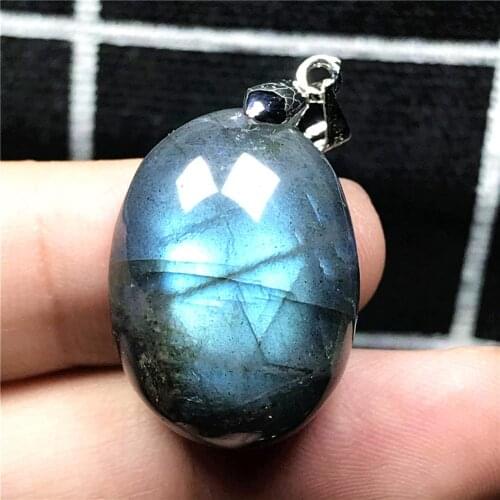 Top Natural Labradorite Pendant Jewelry For Woman Lady Man Blue Light Crystal 23x17x12mm Beads Silver Moonstone Gemstone AAAAA