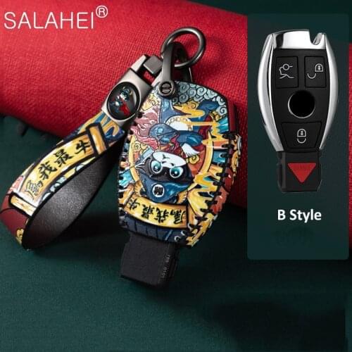 Genuine Leather Car Key Shell Case For Mercedes For Benz A B C E S Class W245 W204 W205 W210 W212 W221 W222 CLK Protection Style