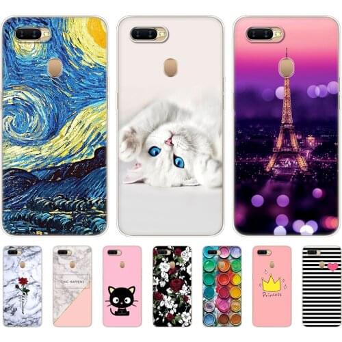 For OPPO A5S Case 6.2" Soft Silicon TPU Back Phone Cover For Oppo A 5S OppoA5s CPH1909 Bumper Fundas Coque cute cat flower