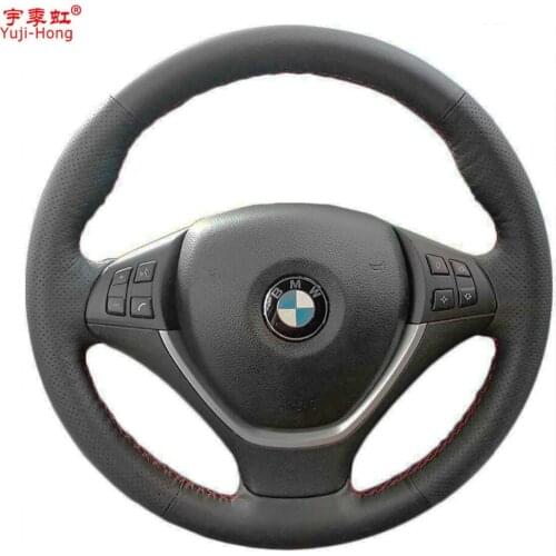 Yuji-Hong Artificial Leather Car Steering Wheel Covers Case for BMW X5 X6 E70 E71 2008-2013 Hand-stitched Cover