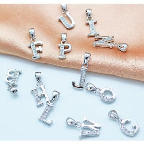 Pure Silver 925 Letter Necklaces For Women Zirconia Letter Pendant & Necklace Chain Collier Femme Choker Trendy Jewelry Accesory