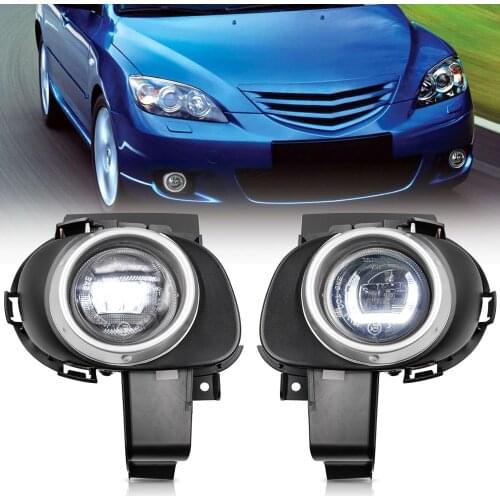 For Mazda3 2004-2009 LED DRL Daytime Running Driving Light Fog Lamp Kit Auto Car Front Bumper Led Fog Light + DRL Lights 2pcs
