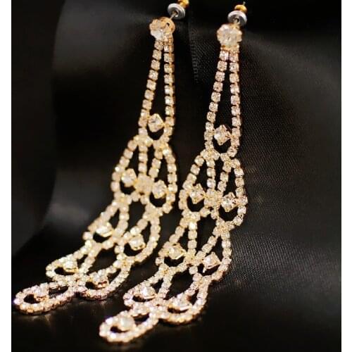 The Bride Rhinestone Crystal Tassel Earrings with Sleek Retro Charm Elegant Earrings Dance Party Holiday Accessories 171109-1