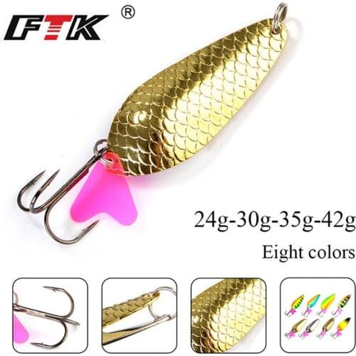 FTK Fishing Metal Plate Marine Cut 2 Extra Strong 24/30/35g Simulate Scales Single and Doule Sequins With Zinc Alloy Material