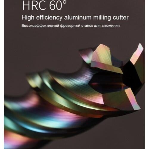 HRC60 Colorful coated Aluminum Copper Wood Cutter Endmill 3 Flute Cnc Milling Tools Tungsten Steel Milling Cutter End Mill 1-12m