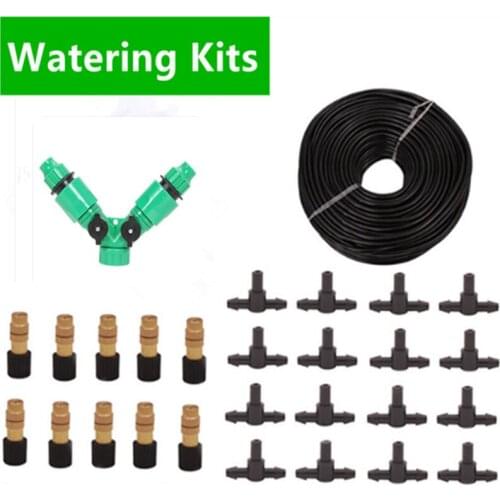 20/30m Copper Nozzle Irrigation System Portable Misting Automatic Watering Garden Hose Spray Head Watering Kits Micro Irrigation