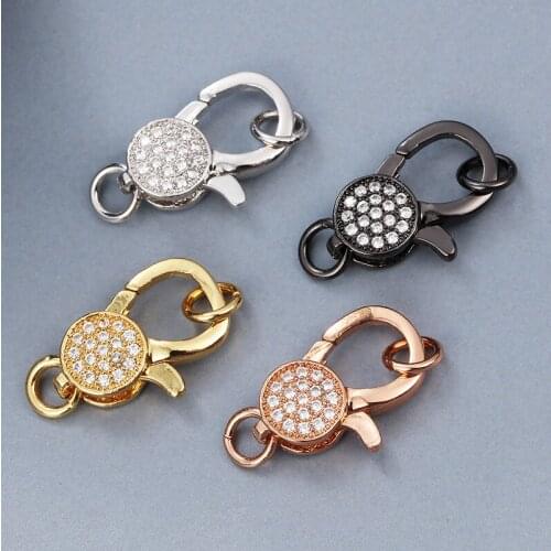 DIY Copper Micro Pave Cubic Zirconia Crown Lobster Clasps For Jewelry Components Connector Necklace Hook Accessories DIY Jewelry