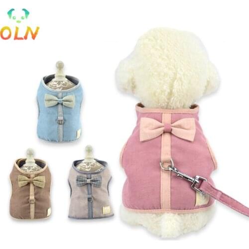Fashion Pet Vest Small Medium Dogs Chihuahua Yorkie Teddy Traction Rope Leash Set Puppy Cat Vest Harness Collar Bell Cute
