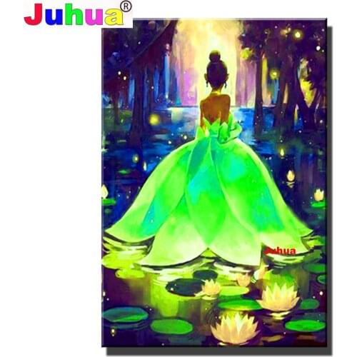 Lotus Leaf Girl 5d diy diamond painting 3D cross stitch full square/round drill mosaic diamond embroidery handmake decorative B1