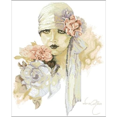 Beauty Woman and Flower, Lady, Girl Sewing Kit Embroidery Needlework 14CT Unprinted Cross Stitch Kits DIY Handmade HomeDecor