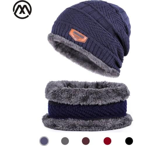 Winter hat Peas man scarf set plus velvet thick mens face caps hood woman outdoor ear protection neck warm scarf knitted hat