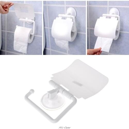 2021 Wall Mounted Plastic Suction Cup Bathroom Toilet Paper Roll Holder With Cover